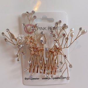 Pink Pewter Princess Diana Bridal & Occasion Sparkle Hair Comb